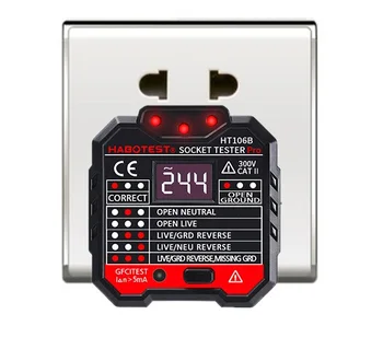 

HT106B HT106D HT106E Digital display socket tester plug polarity phase check detector Voltage test multi-function electroscope