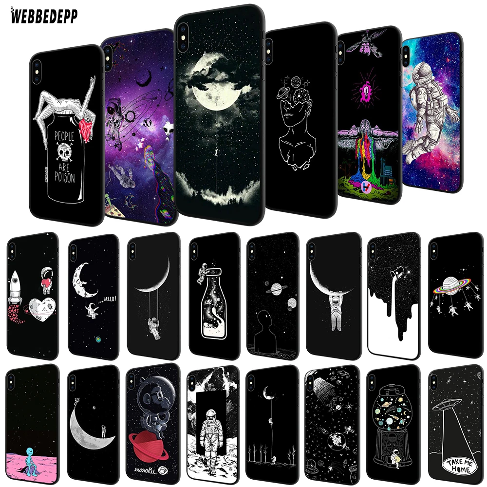 

WEBBEDEPP Art space astronaut skate moon TPU Cover for Apple iPhone 6 6S 7 8 Plus 5 5S SE X XS MAX XR Soft Case