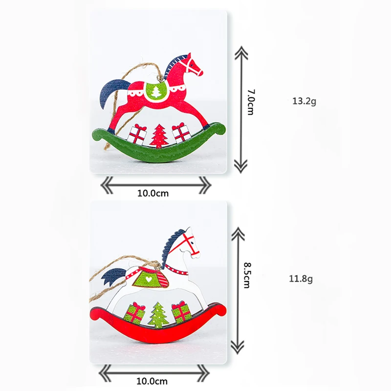 1 шт Рождественская лошадь кулон Рождественская елка цветные деревянные украшения Рождественские висячие украшения для двери для дома вечерние подарок на год