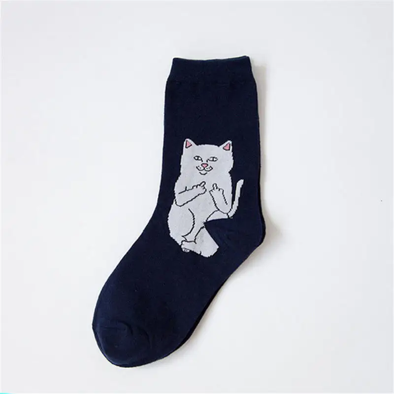 Epous/Новинка года; модные удобные теплые хлопковые вечерние носки унисекс с рисунком кота из мультфильма; сезон осень-зима - Цвет: C