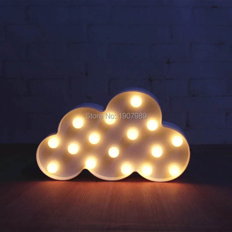 Креативный светодиодный 3D облачный Ночной светильник на батарейках, белое облако, письмо, свет, домашний декор, детский свет для детской спальни, Рождество