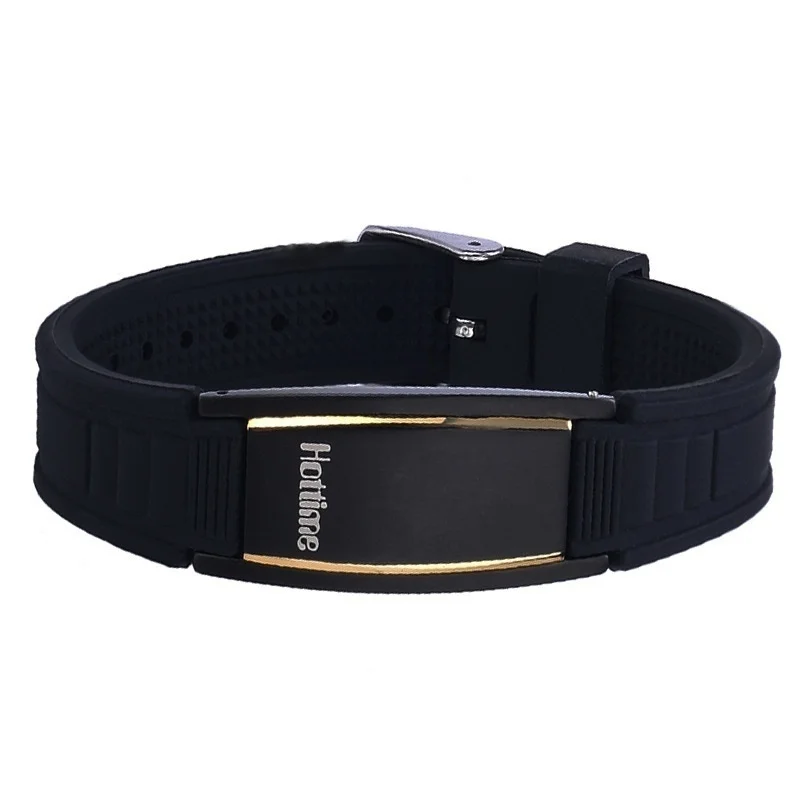 

Black Magnetic Silicone Sports Waterproof Tourmaline Bracelets for Couple Adjustable Stainless Steel Balance Bracelet Sweet Gift