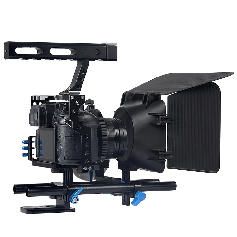Professional Handle DSLR Rig Stabilizer Video Camera Cage/Follow Focus/Matte Box Kit For Sony A7S A