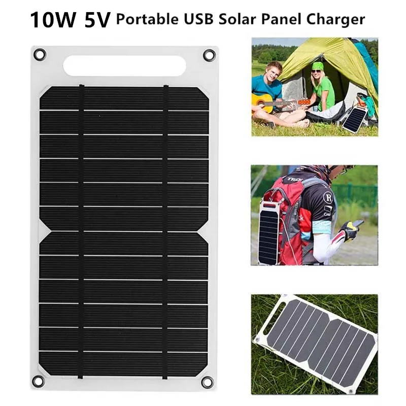 

10W 5V Solar Panel Slim Light USB Charger Charging Portable Power Bank Pad Universal For Phone