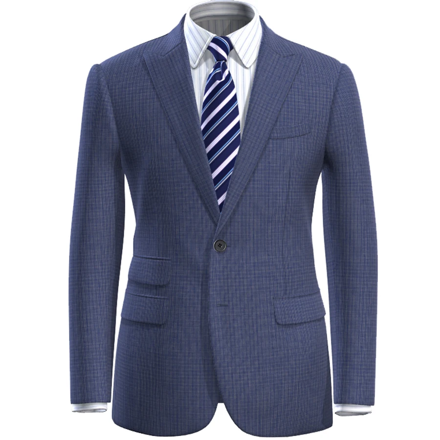 Men Suit Jacket Blue Slim Fit Custom Made Blue Nailhead Men Blazer Jacket Veste Homme Costume Luxe Blaser Masculino