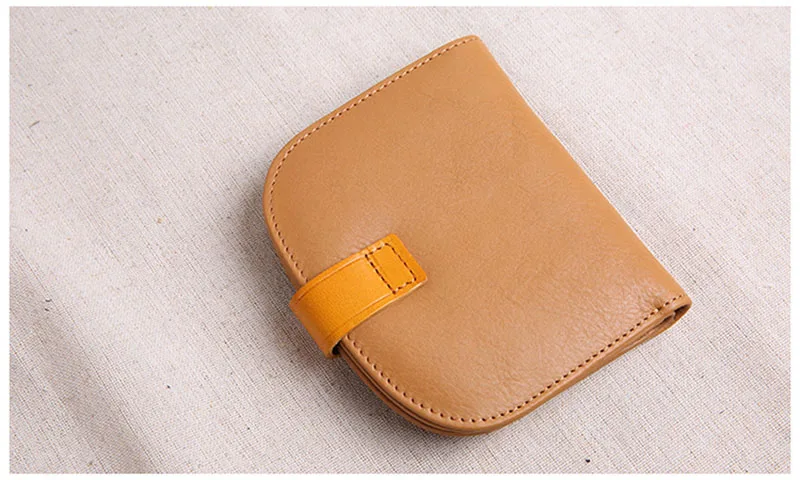 Mulheres, botão-up mini bolsa, carteira de couro retro