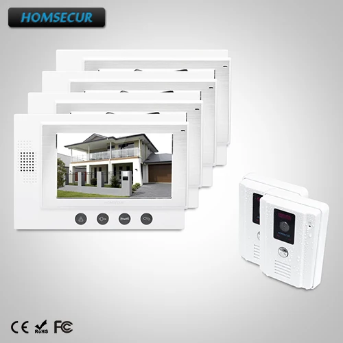 

HOMSECUR 7" Video Door Phone Intercom System+One Button Unlock for Home Security: TC011-W Camera (White)+TM701-W Monitor (White)