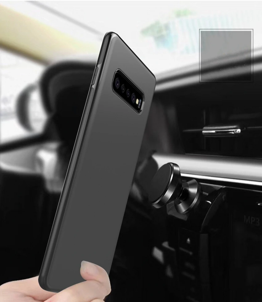 Магнитный автомобильный чехол-держатель для samsung Galaxy S10 Plus мягкий силиконовый