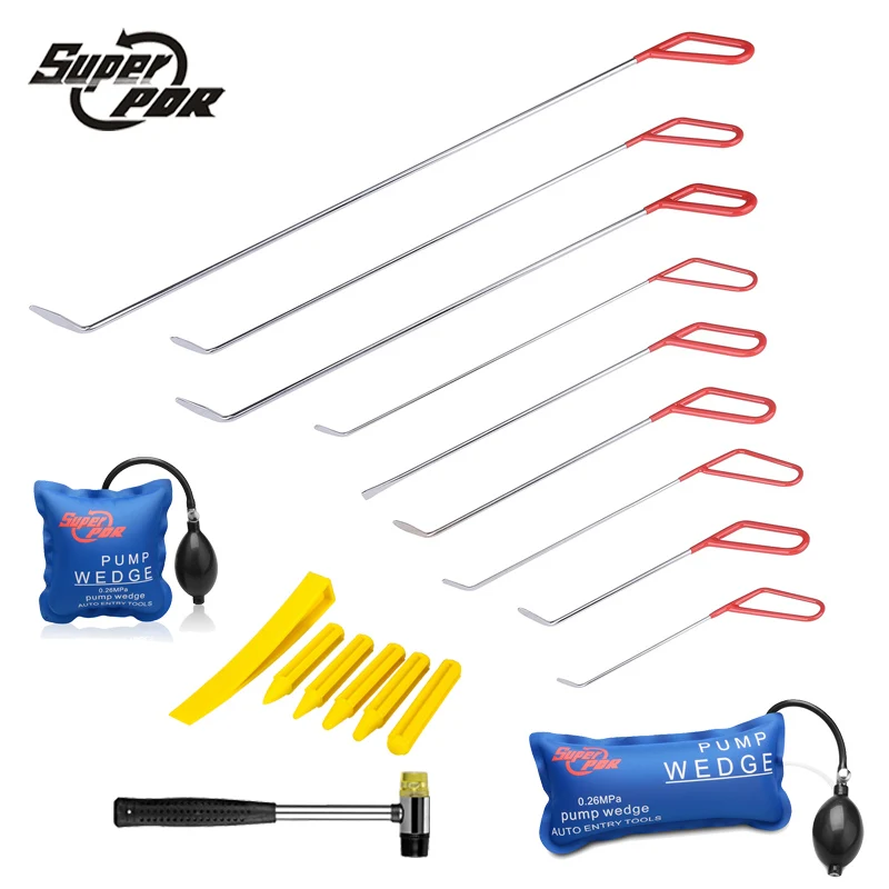 

PDR Paintless Dent Repair Tools PDR Hook Rod Car Crowbar Pump Wedge tools kits Auto body dent removal tool set