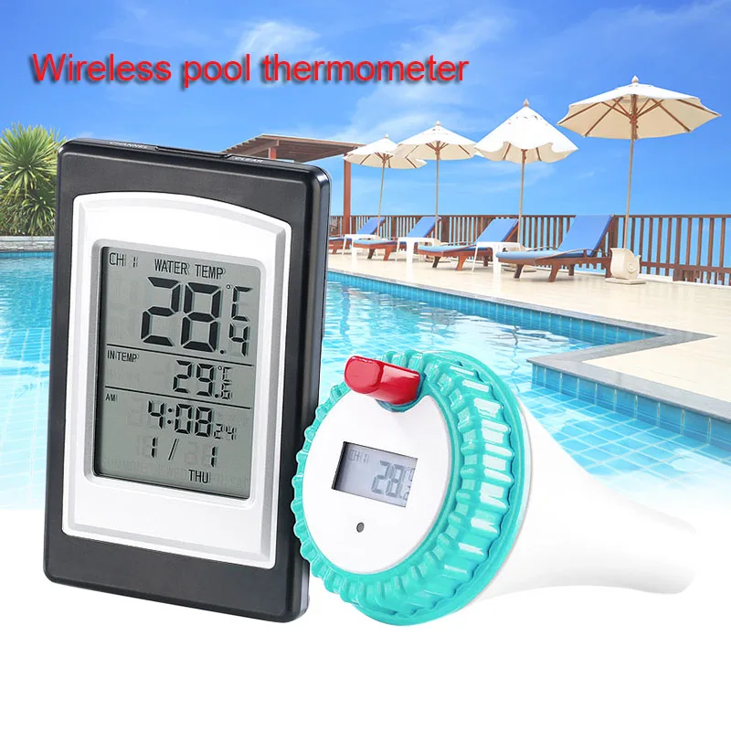 

Wireless Thermometer In Swimming Pool Spa Hot Tub Waterproof Thermometer with Large LED Display CLH@8