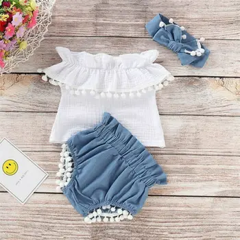 

Newborn Baby Princess Girls Off Shoulder Floral Tops Briefs Outfits 3PCs Clothes