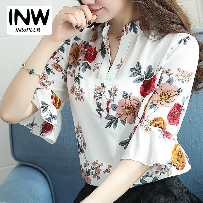 Blusas Femininas 2018 New Fashion Chiffon Blouse Women Blouses Floral Print Shirts Ladies Tops Big Size _ - AliExpress Mobile