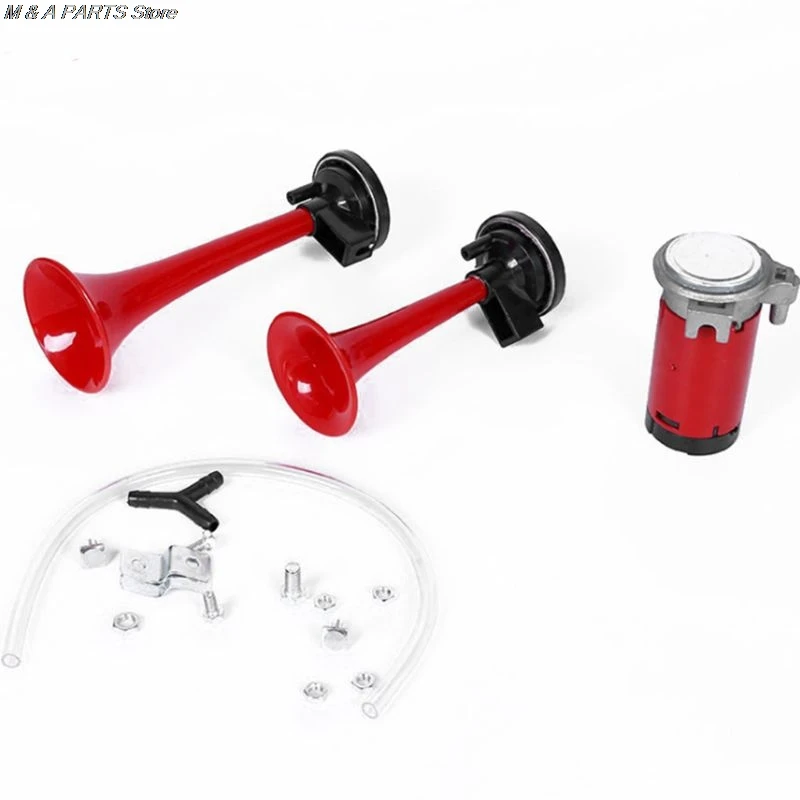 

178DB Super-Loud Red 12V Air Horn Dual Trumpet Compressor Car Truck Train Boat Hotselling