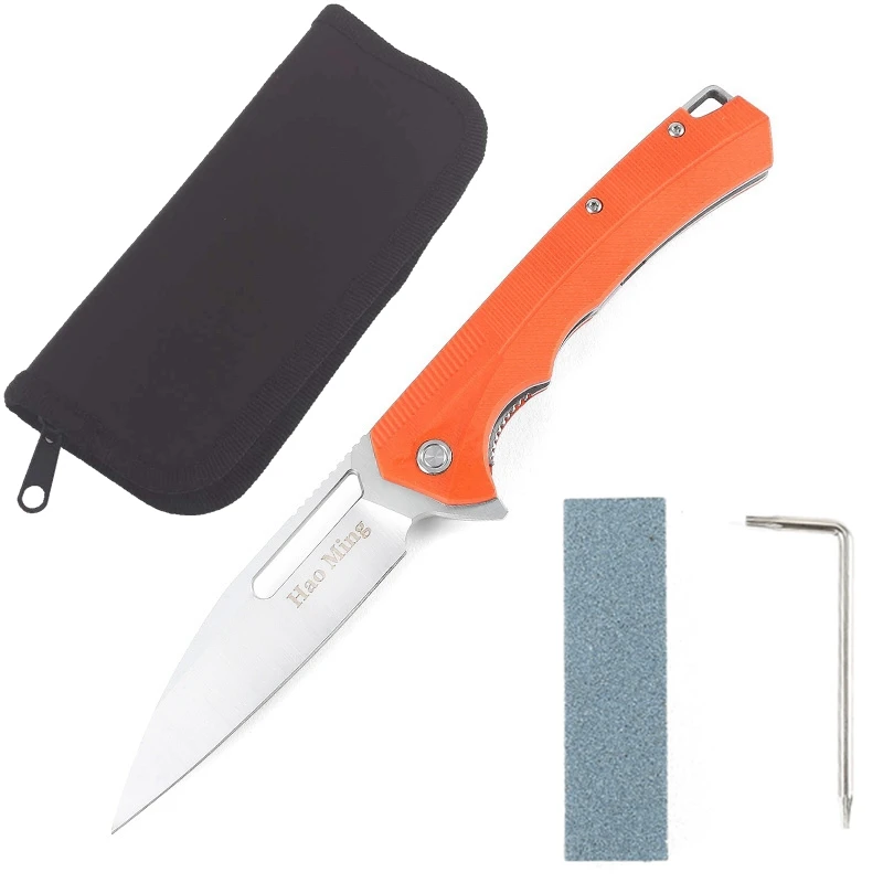 Открытый резак для кемпинга охотничий складной нож Портативный G10 тактические ножи для самообороны спасательные инструменты нож сумка T6T8 отвертка - Цвет: Orange B