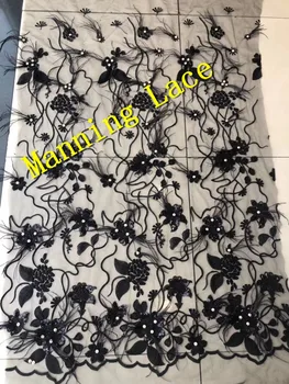 

nice looking feather embroidery tulle mesh lace fabric with feather good quality for party dress in black color and sequins