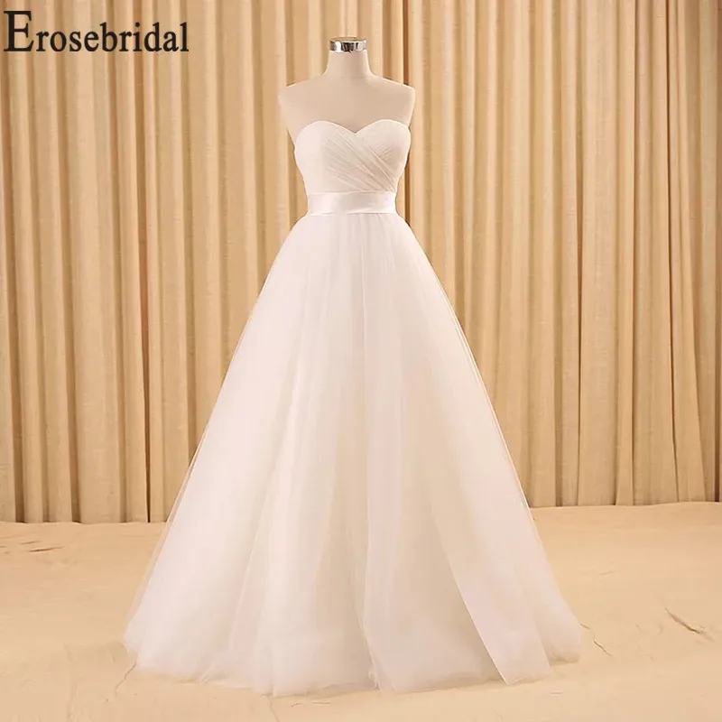 Erosebridal, Новое поступление, Милое Свадебное Платье, тюль, без рукавов, свадебное платье, а-силуэт, платье невесты, на заказ, женское платье