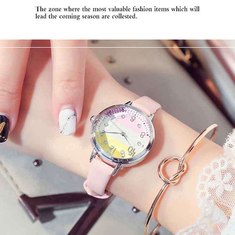 

Creative Crystal Dial Women Watches Fashion Leather Bracelet Watch Casual Quartz Wrist Watch Ladies Dress Clock Relogio Feminino