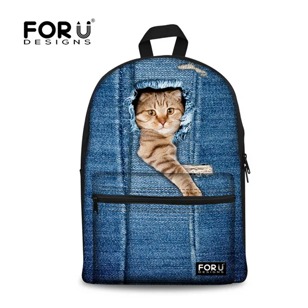 FORUDESIGNS/ 3D кошка животный принт рюкзак для обувь девочек повседневное для женщин плеча рюкзаки Mochila Infantils Masculina Esolar - Цвет: C3303J