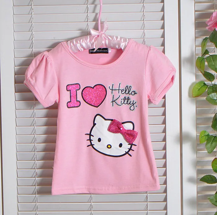 В свободном доступе! Футболка с рисунком hello kitty для маленьких девочек Детская
