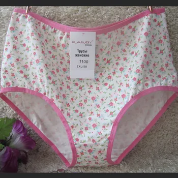 

3Pcs/lot Briefs Women Cotton Underwears plus size6XL Big size High quality Lingeries Print flowers Women's Panties