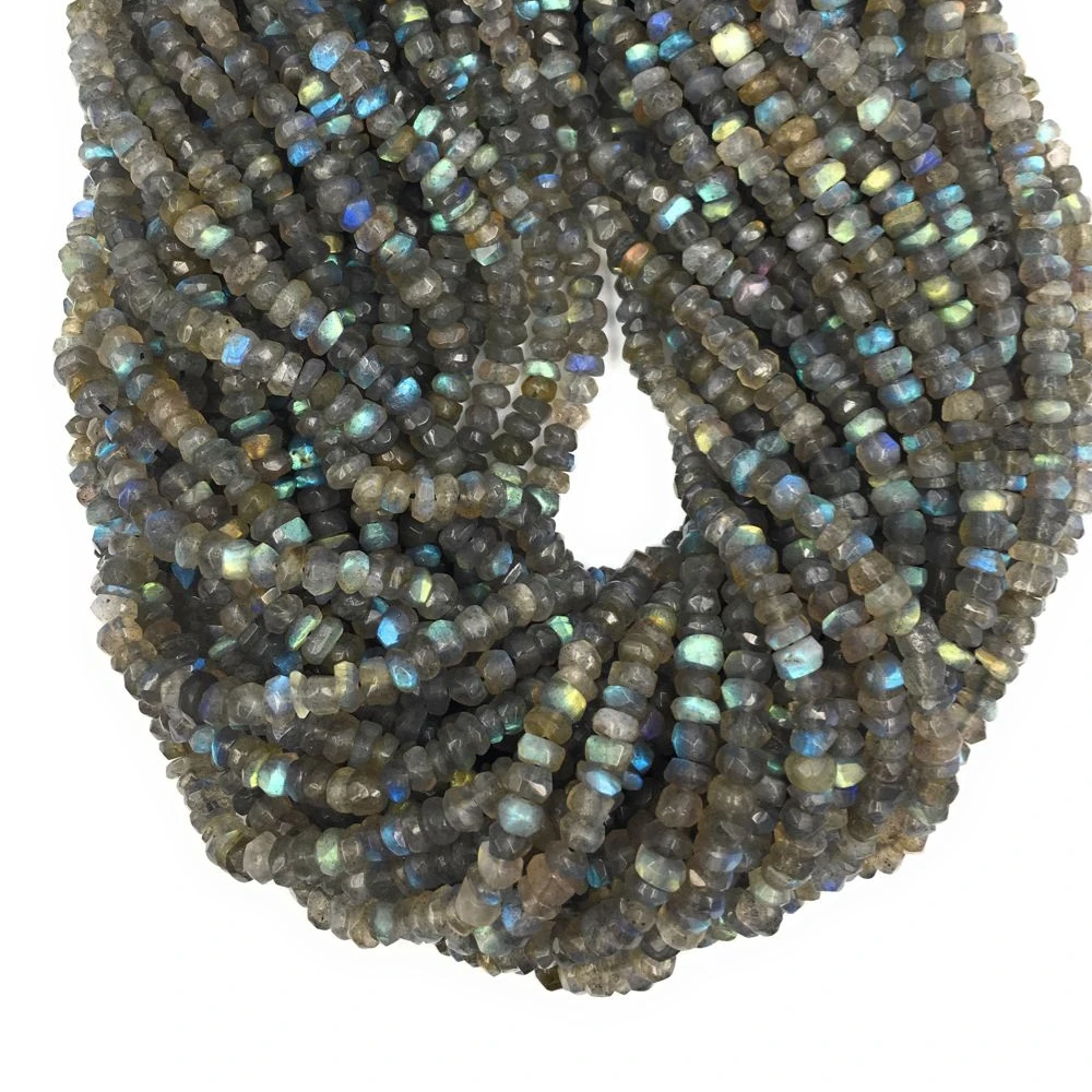Lii Ji Taş Labradorit Düz Yuvarlak şekil Faceted boncuk 2x5mm hakkında 32 cm/strand DIY Takı yapma Kolye veya Bilezik