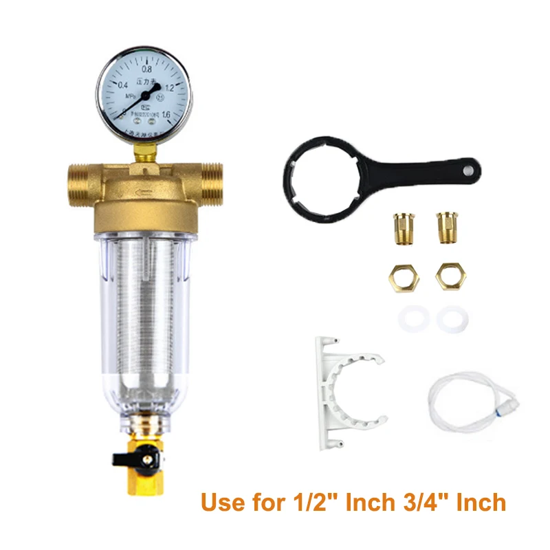 12 Inch 34 Inch Copper Water Pre-Filter Port Cleaner Pressure Table Household Filter Pipes Central Water Purifier Descaling (13)