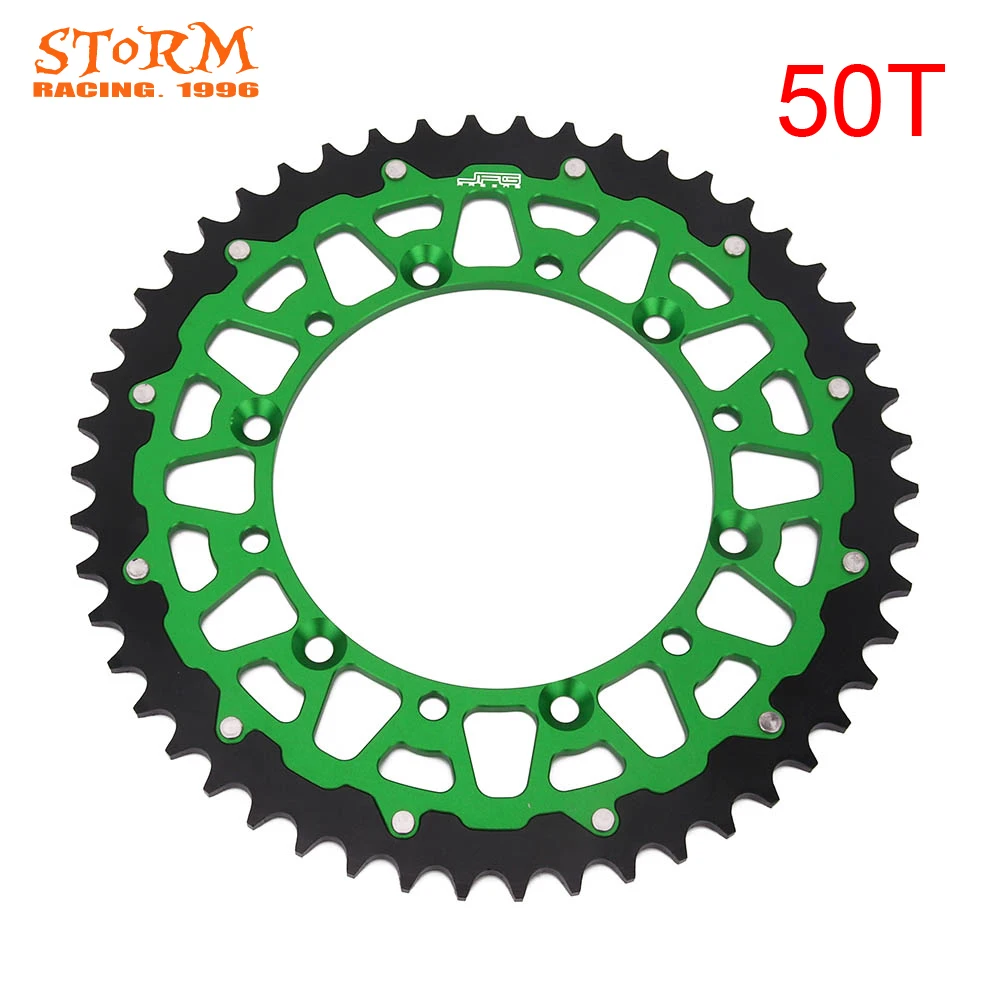 42, 44, 46, 47, 48, 49, 50, 51, 52, модель Т зубы мотоцикл Сталь Алюминий композитный Задняя звездочка для KAWASAKI KX KLX KDX 125 200 250 300 500 - Цвет: 50T
