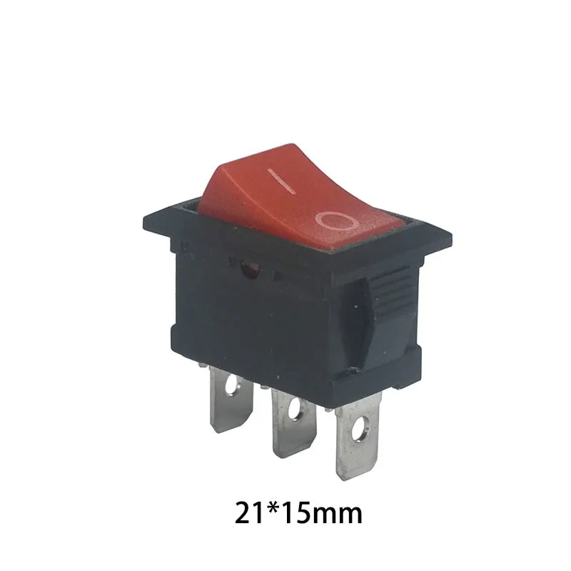 

KCD101 10pcs/lot Rocker Switch 21*15mm SPST 3PIN switch on off Snap-in ON/OFF Position Snap Boat switch 6A 250V copper feet