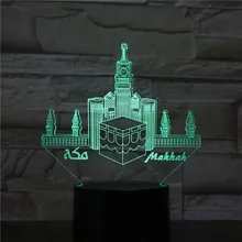 Usb 3d Led Night Light Mecca Mosque Makka Atmosphere Lamp Decoration RGB Kids Baby Gift Famous Buildings Table Lamp Bedside neon india taj mahal usb 3d led night light veilleuse lamp decoration rgb kids baby gift famous buildings table lamp bedside neon