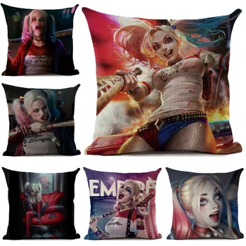 

Cushion Cover Harley Quinn Joker Printed Linen Throw Pillows Cover Car Sofa Decorative Pillowcase Home Decoration pillow 45*45cm