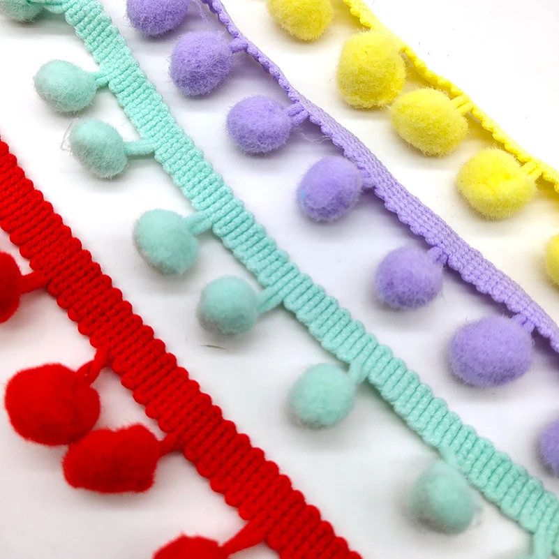

New 2 Yards Pom Pom Trim Ball 20 mm MINI Pearl Pompom Fringe Ribbon Sewing Lace Kintted Fabric Handmade DIY Craft Accessories