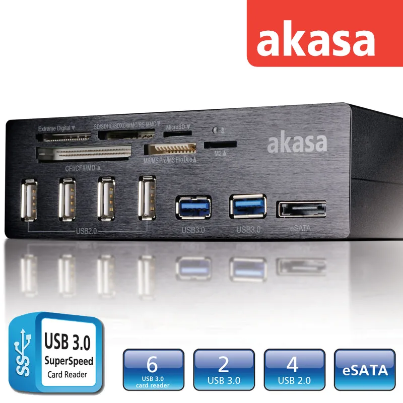 New arrival akasa usb optical drive 3.0 bit card reader brushed