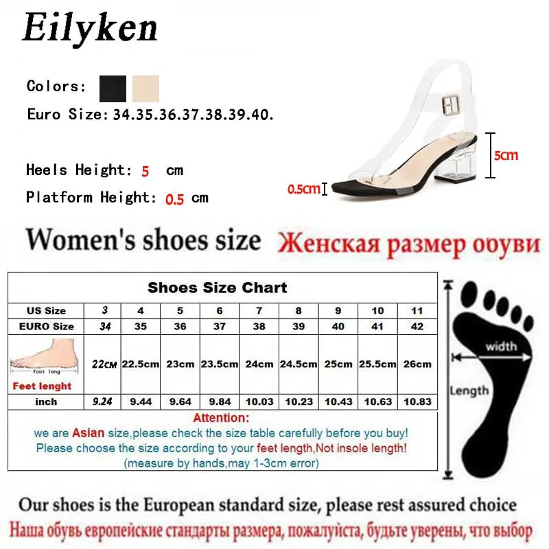 Eilyken/женские босоножки; прозрачные туфли-лодочки из ПВХ на высоком каблуке; модель года; модельные Летние босоножки с ремешком на пятке; Размеры 35-40