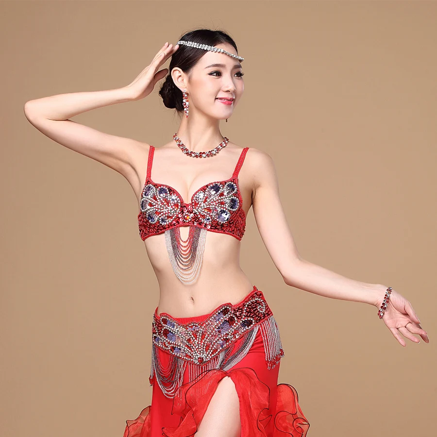 Oriental Women Bellydance Clothes Eastern Style Beaded Top And Belt