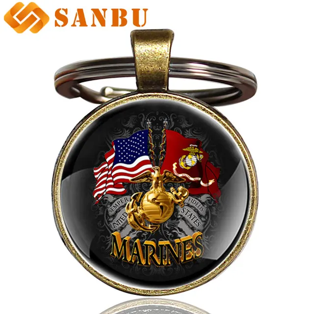 New Arrivals Marine Corps keychain classic US Army Art Glass Cabochon