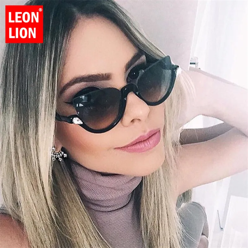 LeonLion 2020 Полуободковые Солнцезащитные очки женские ретро для вождения кошачий