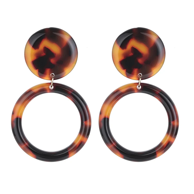 

ILYF Leopard Earrings for Women Bohemian Geometric Earrings Long Acrylic Earrings Tortoiseshell Brincos Christmas Jewelry New