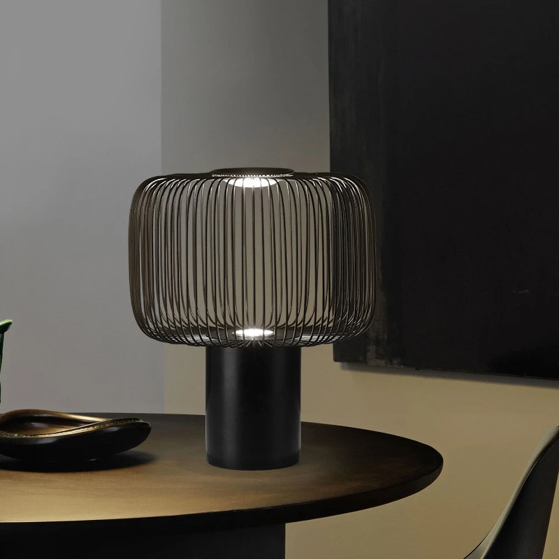 wire cage table lamp