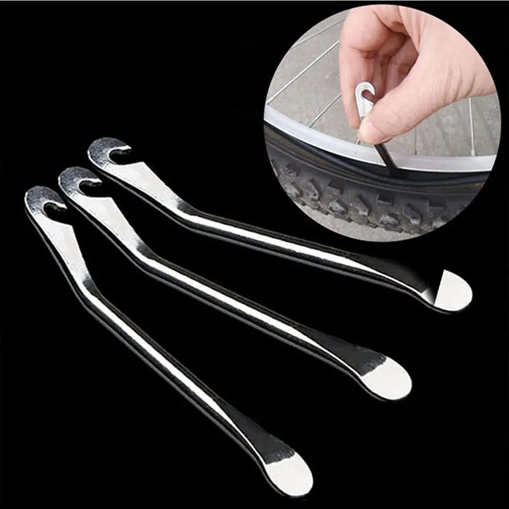 High Quality New 1pc Silver Steel Alloy Curved Tire Lever Repair Tool Cycling Bike Wheel Repair