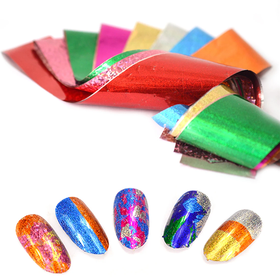 Звездное небо 9 листов лазерной ногтей Фольга для ногтей Книги по искусству украшения хроматические Shimmer передачи Стикеры DIY