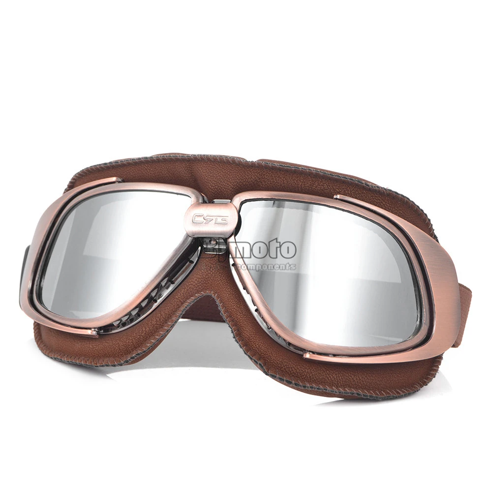 BJMOTO мотоцикл водительские очки для шлема мотор мото гоночный велосипед коричневые очки мотоцикл кожа УФ Защита - Цвет: Model 5