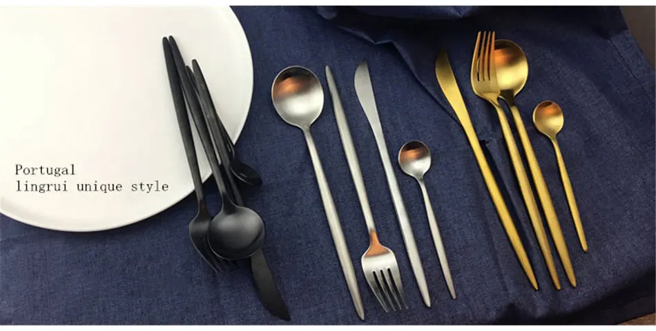 Brand Dinnerware Set Stainless Steel Cutlery Set 4 Pieces Black Knife Fork Set Tableware Gold Silver Cutleries Western Food Set (4)