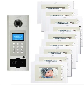 

XinSiLu Visual building intercom system doorbell 4.3" Video Door Phone w/t Inductive and Password Unlocking for 9-apartments