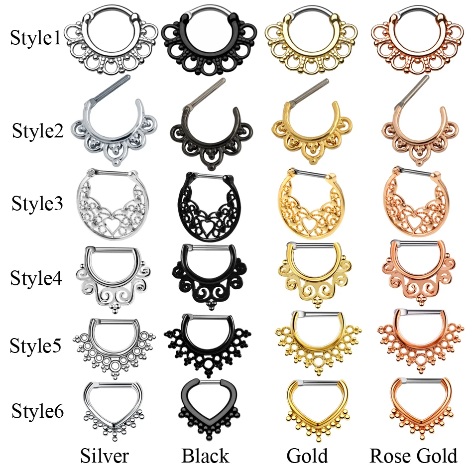 1 Stuck Titan Tribal Klapp Nase Septum Clicker Ring Piercings Ohr Septum Helix Manschette Ring Cz Kristall Knorpel Ohrringe Schmuck Body Jewelry Aliexpress