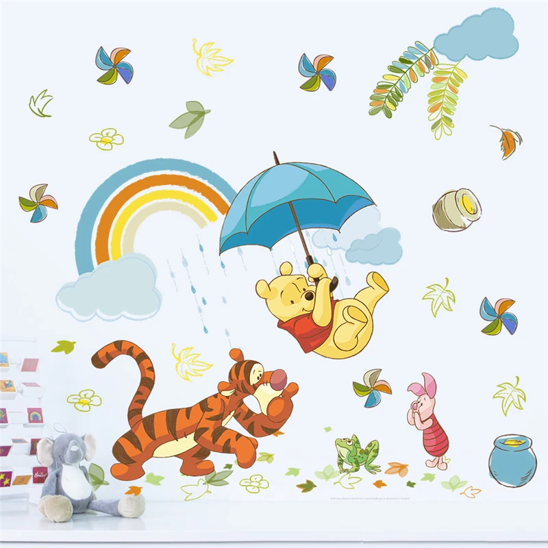 

cartoon winnie pooh wall decals for kids rooms home decorations 40*60cm animals zoo wall stickers pvc mural art diy posters