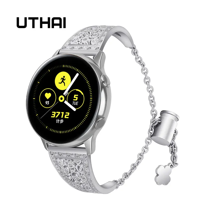 UTHAI S10 для samsung Galaxy Watch 42 мм/46 мм цветок металлические алмазные ремешки для часов