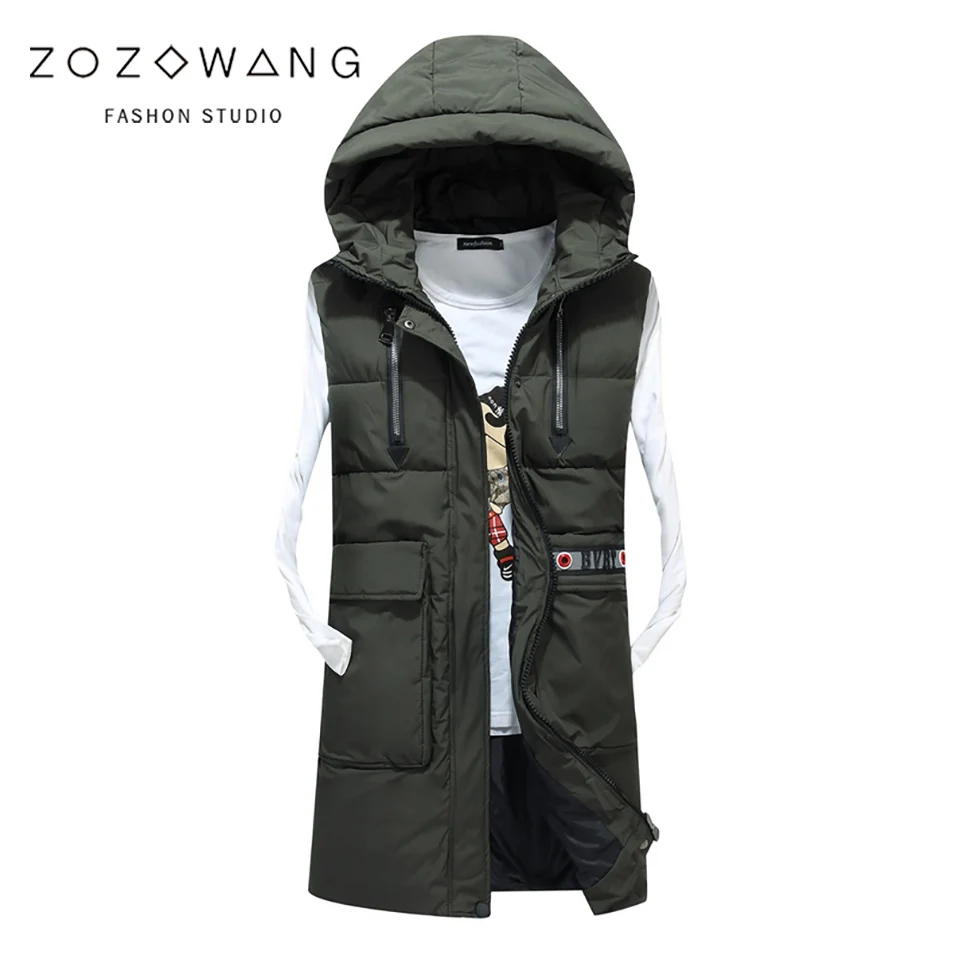 

Men's Sleeveless Vest Homme Winter Casual Coats Male Cotton-Padded Thickening Vest Men Waistcoat Plus Size Chaleco con capucha