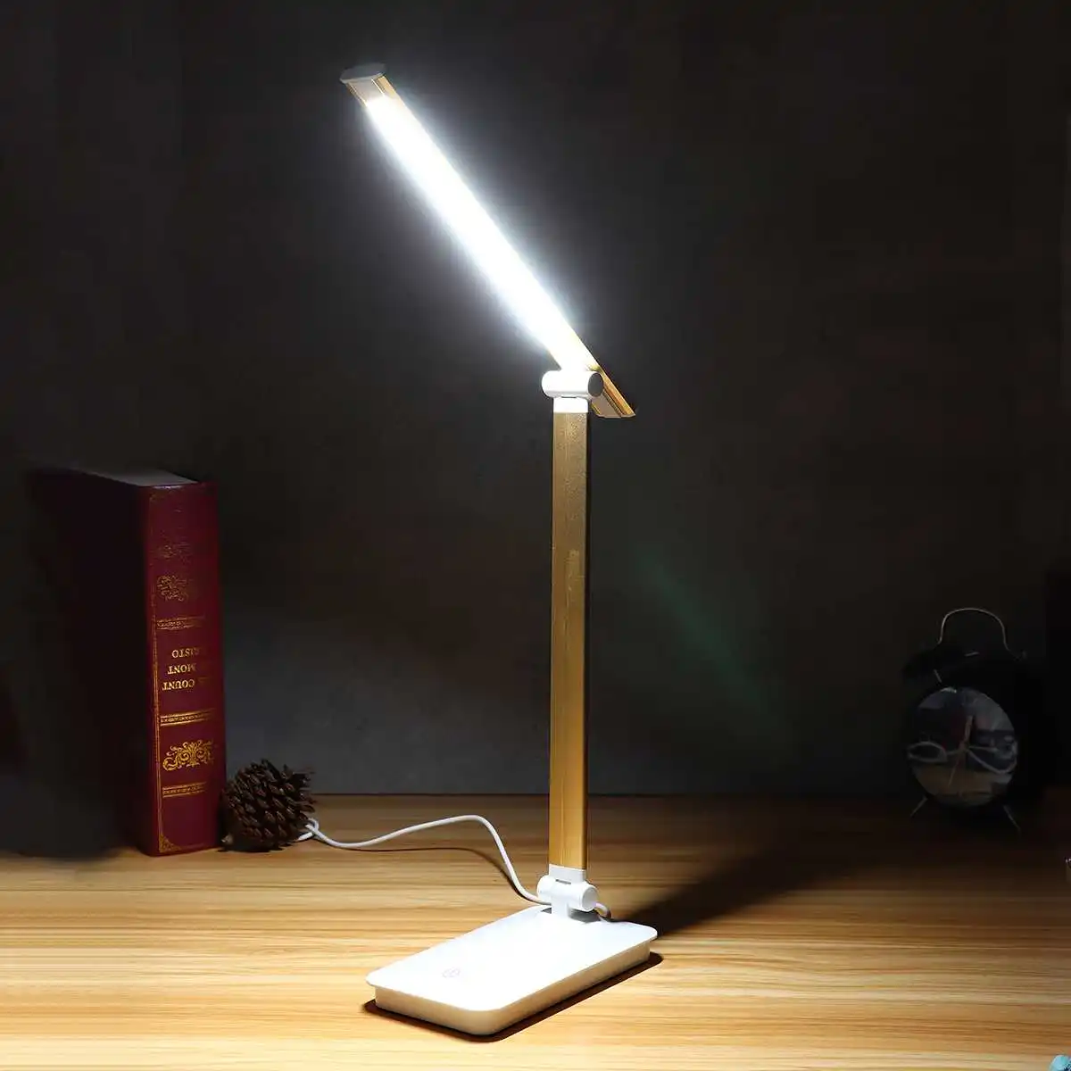 

36V 3W Details about Folding Dimmable LED Touch-Sensitive Controlle Desk Table Lamps with Qi Wireless Desktop Charger USB Output