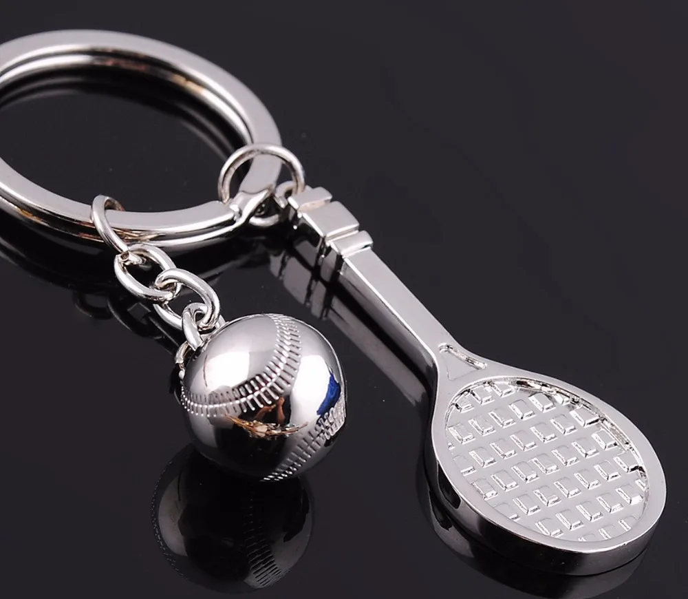 2015 Creative Metal Tennis Racket And Ball Key chain Key Ring