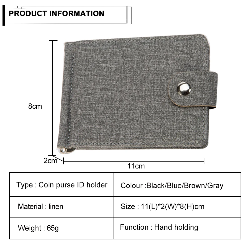 Мужские Зажимы для денег, короткие деловые Двойные кошельки, Холщовый однотонный дизайнерский клатч, кошелек, мужской кошелек, чехол для кредитных карт, тонкие Держатели